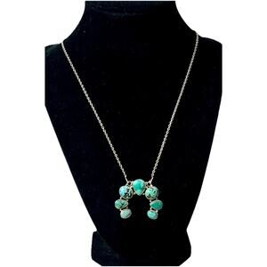 Native American Navajo Handmade Sterling Silver Turquoise Naja Necklace 21” NEW